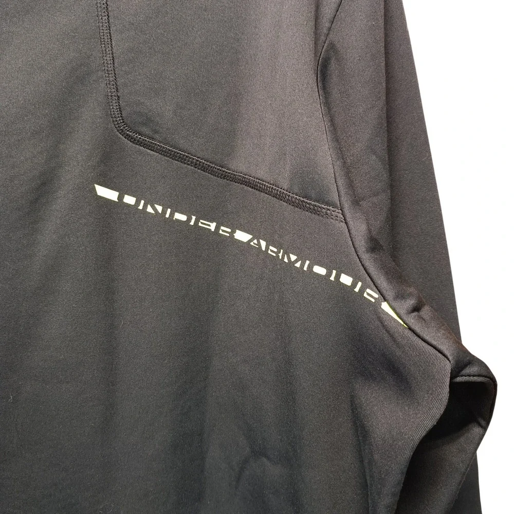 Under Armour Mens S ColdGear Infrared 1/4 Zip Pullover Black Lime Athletic